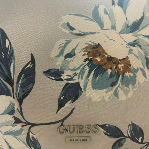 GUESS Floral Satchel in Blue and Cream - Picture 4 of 8